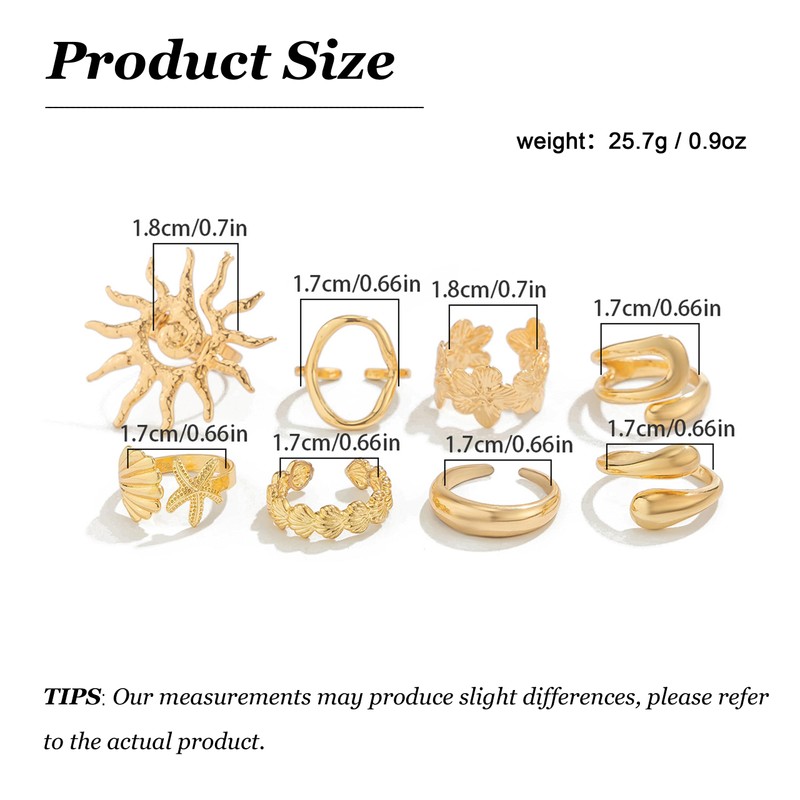 HUASAI Chunky Gold Stackable Rings for Women Non Tarnish Flower