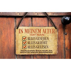 schilderkreis24 Tin Sign with Funny Saying "In Meiner Alter hat Man." Pension House Entrance Gift Idea Birthday Christmas Grandparents Pension Seniors Grandchildren 18 x 12 cm