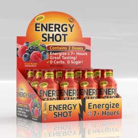 Grade A Quality (12 Pack) Grade A Quality Fruit Punch Energy Shots, Energy Lasts Up to 7+ Hours