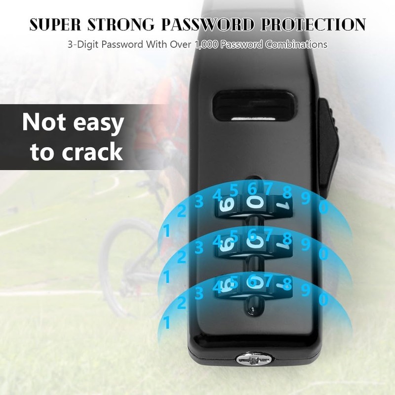 Flintronic Multi-use Security Tie & Bike Lock, 3-Wheel Recodable Combination,