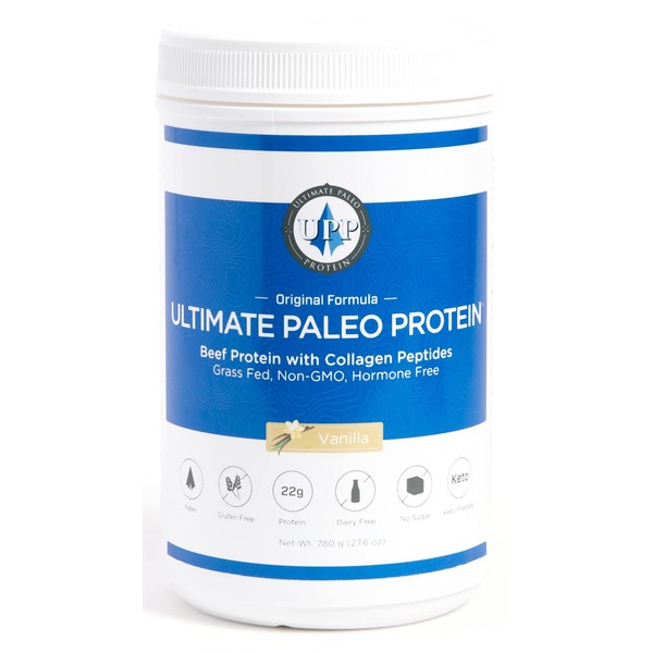 Ultimate Paleo Protein Powder | Premium Grass Fed Beef Protein with Collagen Peptides | Paleo Friendly, Gluten Free, Keto Friendly, No Artificial Sweeteners or Preservatives - Vanilla, 30 Servings