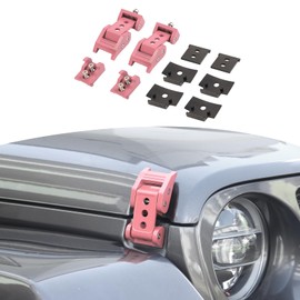 RT-TCZ for Wrangler Hood Latches Catch Kit Compatible with Jeep Wrangler JK JL Gladiator JT Pink Exterior Accessories 2pcs (3-Holes)