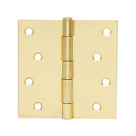 Tuff Stuff #86140 Brass Plated 4" x 4" Square Corner Standard Duty Butt Hinges (1 Pair)