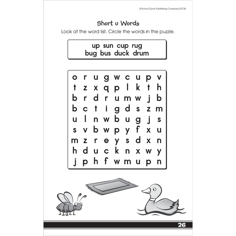 School Zone My First Word Searches Workbook: 48 Pages, Kindergarten,