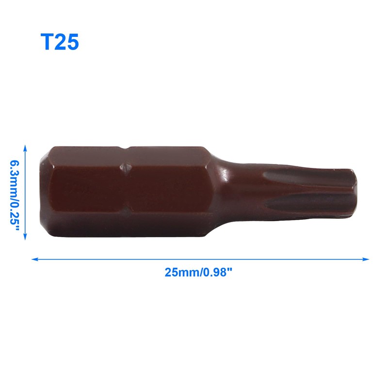Bivethoi T25 Torx Impact Screwdriver Bit Set, 1/4" Magnetic Screw