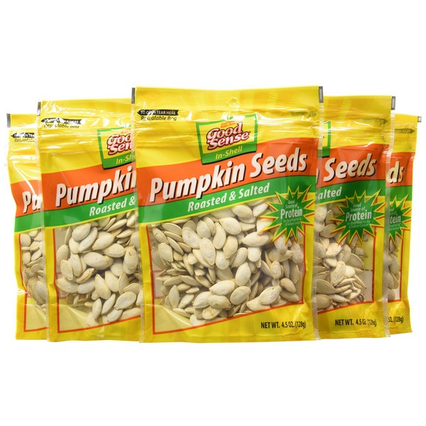 Good Sense Pumpkin Seeds, Roasted & Salted In-Shell, 4.5-Ounce Bags (Pack of 12)