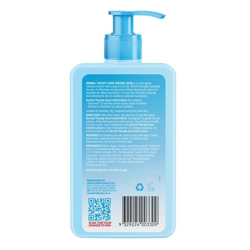 Dermal Therapy Acne Control Wash | Acne Treatment Foaming Cleanser