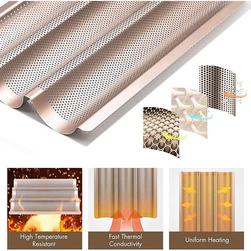 Baguette Pans for Baking 15" x 11", Carbon Steel 3