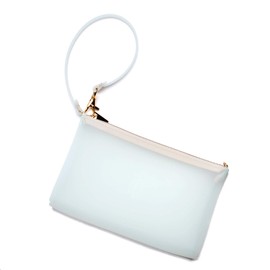 Wristlet by Pudinbag for Women | Zipper Wristlet | Phone Wristlet | Beach Pouch | Water Resistant Silicone | Semi-transparent | Vegan (Babyblue)