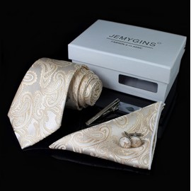 JEMYGINS Men's Necktie, Paisley Pattern, Pin, Cuffs, Button, Chief, Business, Job Hunting, Weddings, School Entrance Ceremonies, Graduations, After-parties, Funerals, Parties, Father's Day, Present,