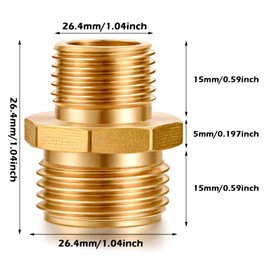 Solid Brass Garden Hose Adapters Bathroom Shower Hose Adapters Connectors Adapter,GHT To NPT Adapter Pipe Fitting Connect (3/4" GHT Male to 1/2" NPT Male)