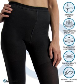 Beman - 409A Medizinische Strumpfhose K1 Klasse 1, abgestufte Kompression 1521 mmHg, offene Spitze, Unisex, verstärkte Ferse und flache Nähte, strapazierfähige Gummibänder, Schwarz, XXL