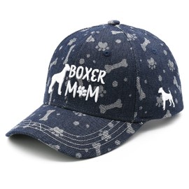 Waldeal Women's Dog Boxer Mom Baseball Caps Vintage Plain Washed Cotton Dad Hats Navy