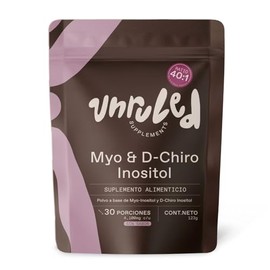 Unruled - Myo Inositol y D-Chiro Inositol | Mezcla Óptima 40:1 de Myo Inositol y D-Chiro Inositol | Suplemento en Polvo para Mujer | 30 Porciones | 123g. 1 Mes de Consumo | 100% Natural