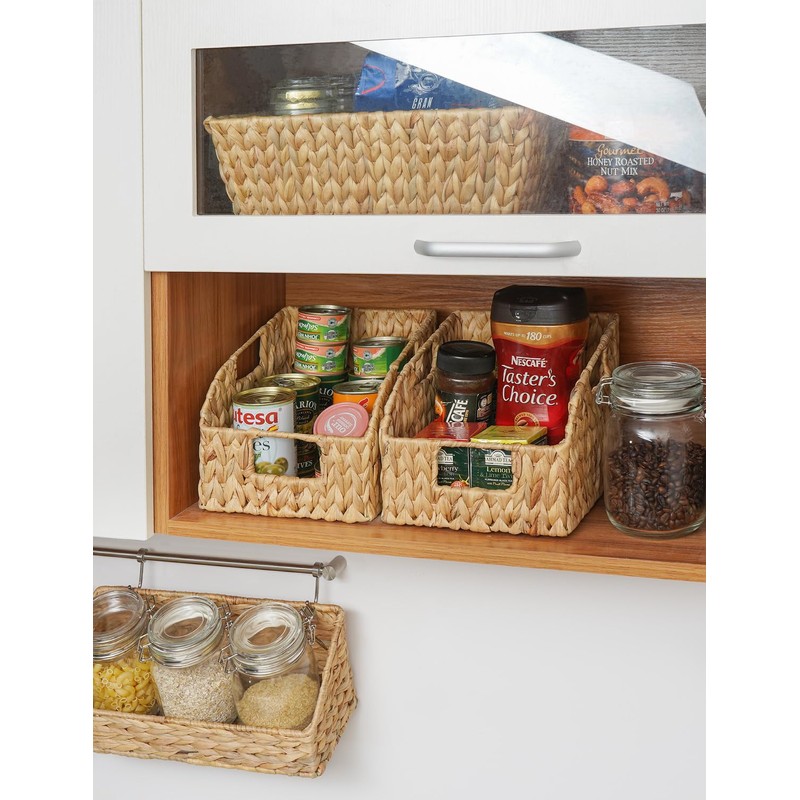 StorageWorks Pantry Baskets for Organizing, Wicker Basket with Built-in Handles,