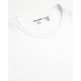 Life is Good Mens Undershirts - 3 Pack Breathable Cotton Mens Shirts Crew Neck & V Neck Undershirts for Men (Sizes: S-XL), Size Medium, Crew White