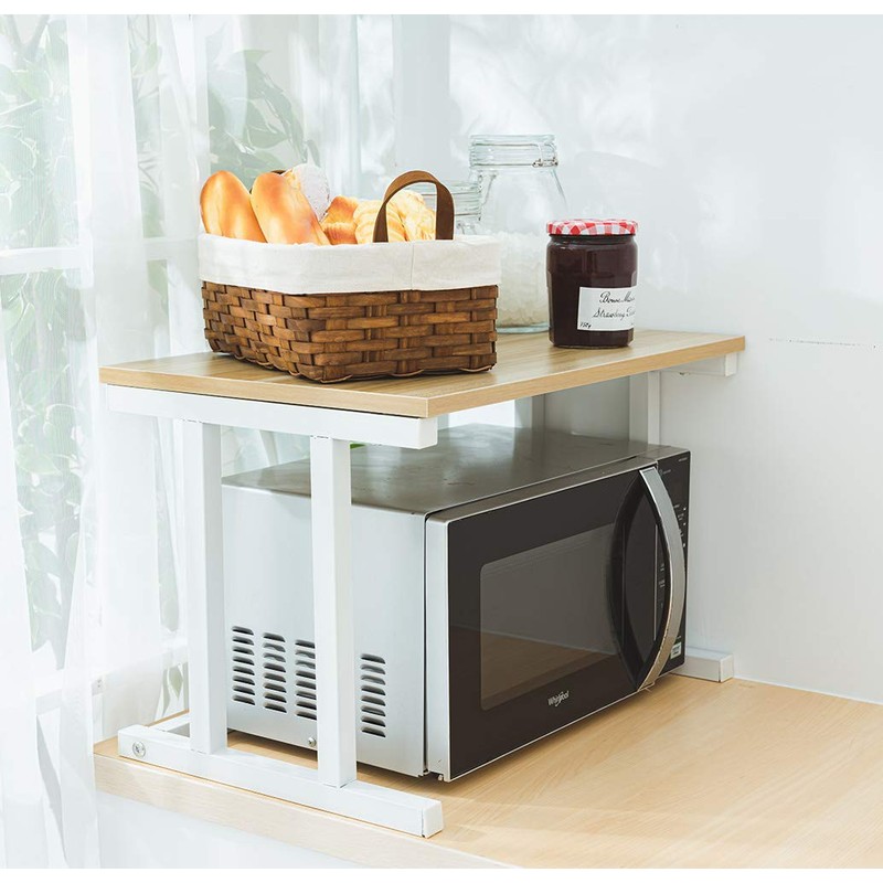 Farios Wooden Microwave Oven Rack, 2-Tier Kitchen Counter Shelf, Kitchen
