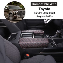 Car Leather Center Console Protector Cover Compatible with Toyota Tundra/Sequoia 2022-2026, Center Console Armrest Seat Box Cover Cushion Lid Protector Pad Waterproof Anti-Scratch Interior Accessories