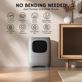 AIRTHEREAL T1 Touchless Vacuum Automatic Dustpan with 2 Operation Modes - Ultra Fast & Powerful Corded Canister Vacuum for Sweeping Salon, Pet Hair, Food, Dirt, Kitchen, 20Kpa 1500 Watt Max Suction