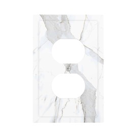 LWDZLHD White Marble Outlet Covers Decorative Light Switch Cover Wall Plate Electrical Faceplate for Bathroom Bedroom Kitchen 5" x 3"