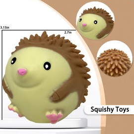 Hedgehog Squishy Stress Balls for Kids and Adults, Stretchy Stress Relief Ball Squeeze Toys, Soft Dough Balls, Squeeze Ball Squishy Toys for Party Favors Birthday Gifts, Easter Basket Stuffers