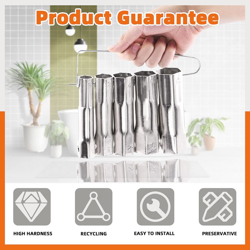 Tanstic 7Pcs Shower Valve Socket Wrench Set, 5 Sizes Dual-Ended