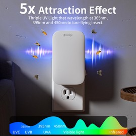 Mosalogic Bug Zapper - Matamoscas electrónico para interiores con luz UV para uso en interiores, zapatillas compactas para insectos voladores, mosquiteros, polillas, moscas (blanco, 1 unidad)