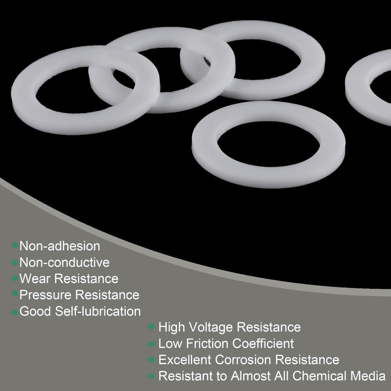 TOP-VIGOR 5Pcs PTFE Flat Washers 55mm OD 45mm ID 2mm