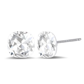 10mm Square Square-Cut White Zirconia Stud Earrings | 925 Sterling Silver Hypoallergenic Jewelry | Dainty Everyday Gift for Women, Her