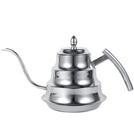 Bamboo Joint Design Stainless Steel Gooseneck Coffee Kettle Drip Pot Maker Infusion (Silver)