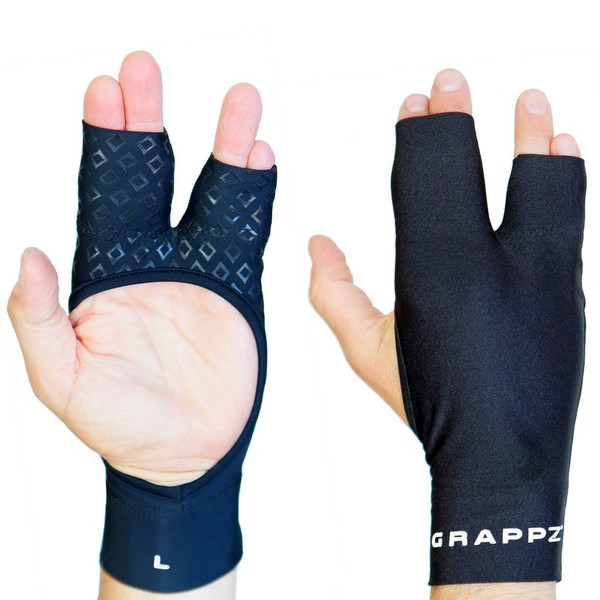 Grappz Flexible Splint for Fingers - Finger Tape Alternative Athletic Gloves Pair, Injury Jam Protection & Grip Support for BJJ, & All Sports (Black, Unisex, Large)