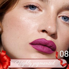 Hxssll Rose Red Matte Lipstick Lip Liner Pencil, Moisturizing & Smooth, Long-lasting & Pigmented, Smudge-proof & Waterproof Lip Crayon for Women, Includes Pencil Sharpener 08#