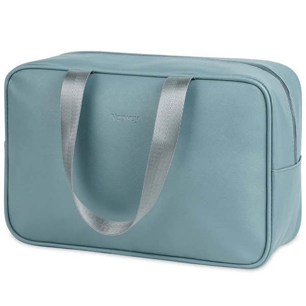 Full Size Toiletry Bag Large Cosmetic Bag Travel Makeup Bag Organizer for Women and Girl (Large, Greyish Blue)