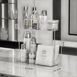 JIOUHM Kosmetikorganiser Make up Organizer 2 Ebenen, Große Kapazität Makeup Aufbewahrung für Schminktisch, Multifunktionaler Hautpflege Organizer für Badezimmer Schminktisch Organizer