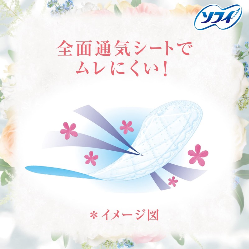 Sofy Kiyora Sanitary Pads, White, Floral Scent, 72 Pack