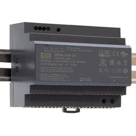 DynMach HDR-150-24 150W 24V 5.31/6.25A Metal Enclosed DIN Rail Power Supply for Home Control Systems, Building Automation, Industrial Controls