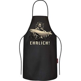 RAHMENLOS Barbecue Apron Cooking Apron Kitchen Apron Gift for Anglers: Ehrlich Pure Cotton, black, One size fits all
