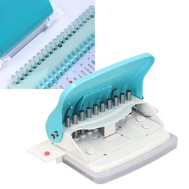 Paper Binder, Portable Paper Binding Machine, 10-Hole Punch, Manual Binding Device, Round Holes, Loose Leaf Paper Hole Punch for A4, A5, A7 Spiral Book, Light Blue