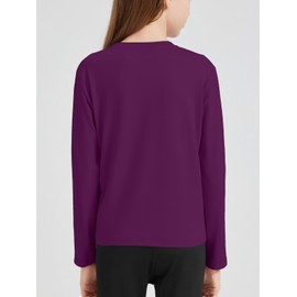 Girls Long Sleeve T-Shirts Soft Basic Crewneck Tees for Kids Everyday Casual Tops Dark Purple 130
