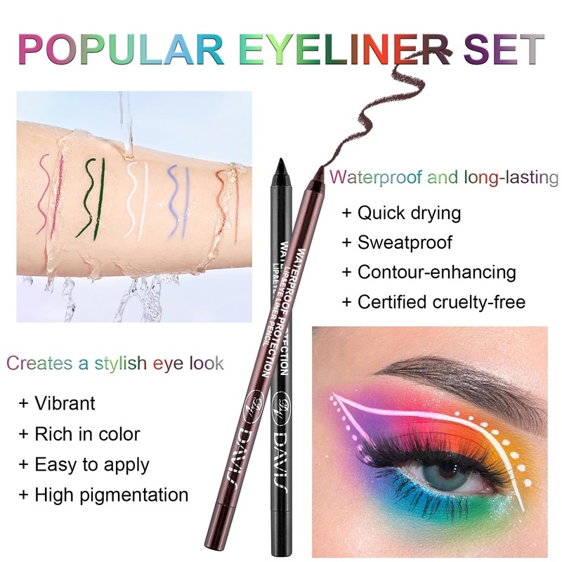 3 Colorful Eyeliner Pen Set, Eye Shadow Pencil, Pearl Eyeliner