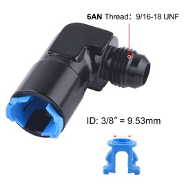 EVIL ENERGY 6AN Male to 3/8" SAE Quick-Disconnect Female 90 Degree Push-On EFI Fuel Rail Fitting