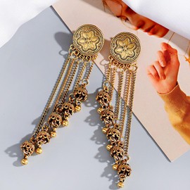 Indian Earrings for Women Jhumkas Jhumki Dangle Earrings Ethnic Bell Tassel Earrings Boho Rhinestone Stud Earrings Lightweight Statement Earrings Jewelry Gifts for Girls