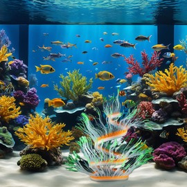 Fish Tank Decor,Sea Anemone Artificial Fish Tank Ornament - Soft Realistic Glow-in-The-Dark Decor for Home Indoor Friends Family Colleagues