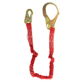 SPL-S102 Yellow Elasticated Internal Shock Absorbing Lanyard w/Two Steel Forged Snap Hook (N-3610) (1, Red)