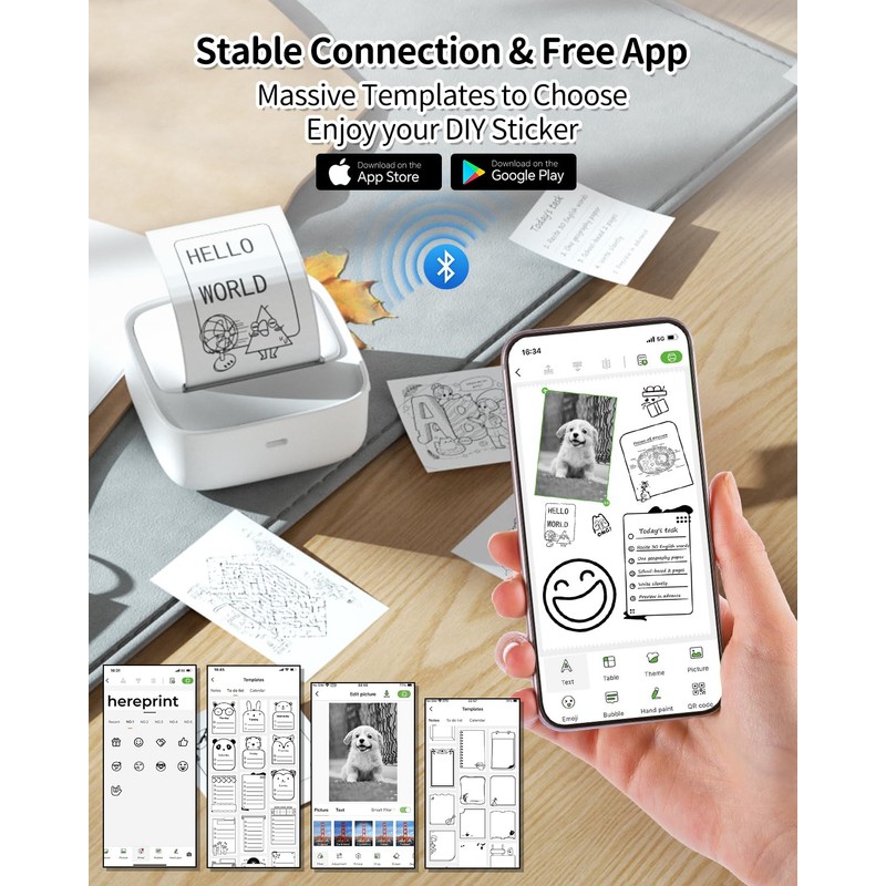 iDPRT Sticker Maker, Portable Thermal Printer with 1 Roll Sticker