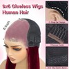 28 Inch Burgundy Wig Human Hair 9x6 Glueless Wigs Human