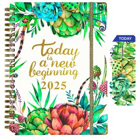 2025 Planner-Today is a new beginning, Weekly and Monthly Planner 2025, with Tabs, 8.6"x 4", Spiral Bound, Elastic Closure, Hardcover with Back Pocket, Ideal for School Office Home
