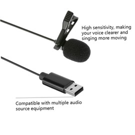 FUNOMOCYA 1Pc USB Lavalier Microphone for Laptop Clip Condenser Mic for Streaming Gaming Podcasting Noise Reduction Plug Play Design for Conferences
