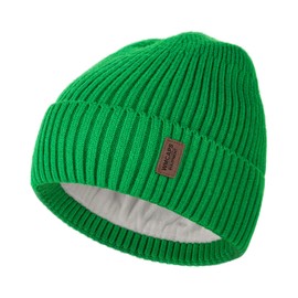 Wmcaps Beanie for Men, Unisex Classic Knit Beanie Winter Hat Stretchy Soft Cuffed Wooly Beanie with Thermal Thick Fleece Lining, Gifts for Men/Women/Her/Him/Dad(Green)