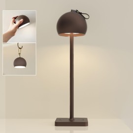 DILUMEN LED Rechargeable Battery Table Lamps,4000mAh Cordless Desk lamp,Portable Night Light, Neutral White Stepless Dimming,Waterproof for Restaurant/Indoor/Outdoor,Minimalist Design(Brown)